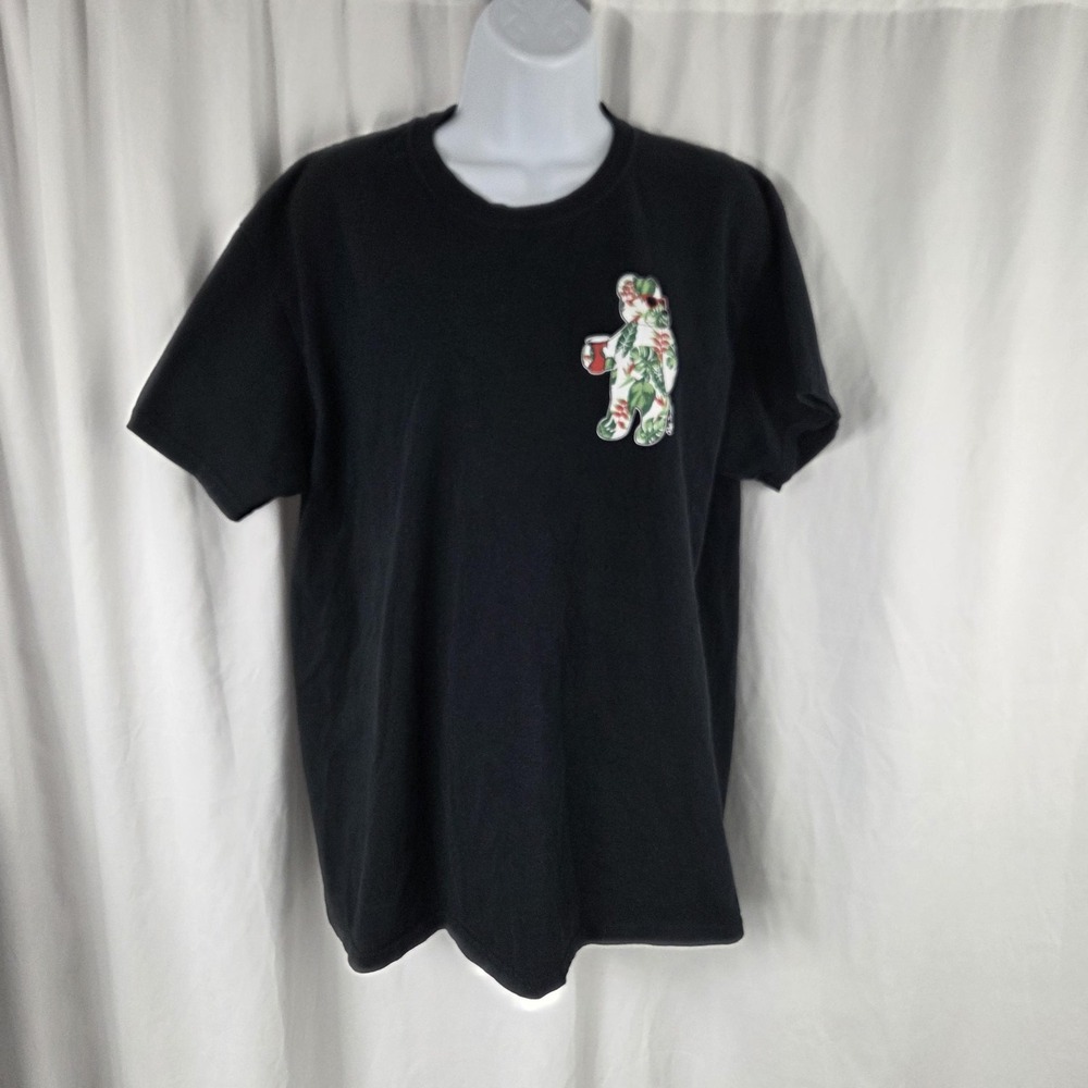 Riot Society Shirt Mens Large Black Tropical Bear Red Cup Graphic Tee Top
